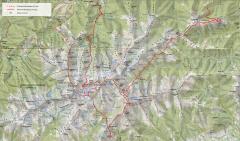 Карта маршруту походу масивом Ретезат в Південних Карпатах