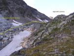 Линия движения по верхней долине при спуске с перевала Орленок на север