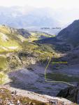 Вид с верхнего цирка на нижний при спуске с перевала Орленок в долину реки Орленок