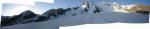 Панорама ледника Кельтор Вост. под пиком и перевалом Бригантина и пер. Солнце