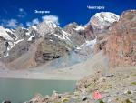 Наивысшая точка района - вершина Чимтарга (5489м) и вершина Энергия (5120 м)
