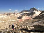 Выход на открытый ледник и путь к перевалу Четырех