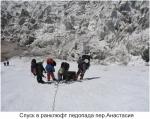 Спуск в ранклюфт ледопада перевала Анастасия