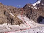 Схема прохождения перевала Кшемыш (2Б, 4180 м.) со стороны ледника Кшемыш