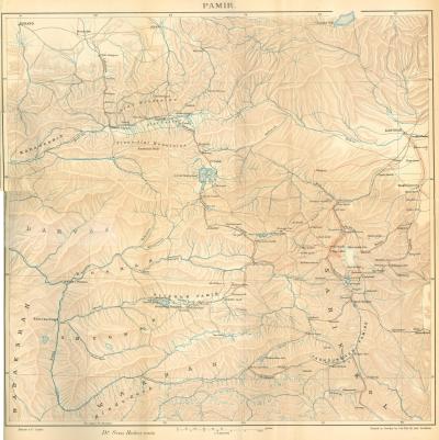 Pamir. Map of the journey by Dr. Sven Hedin