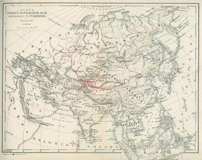Карта общаго направленія пути, пройденнаго С. Гединомъ